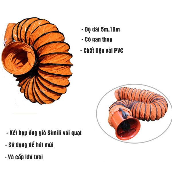Ống Gió Mềm Quạt Hút Simili Phi 250